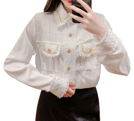 Új modell női ing klasszikus gallérral és zsebekkel