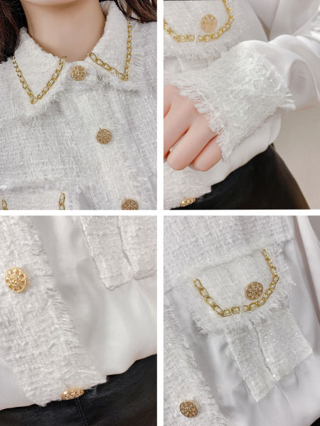 Új modell női ing klasszikus gallérral és zsebekkel