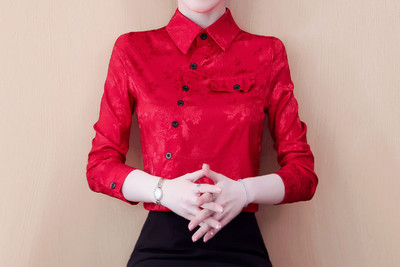 Naiste stiilne nööpide ja klassikalise kraega särk