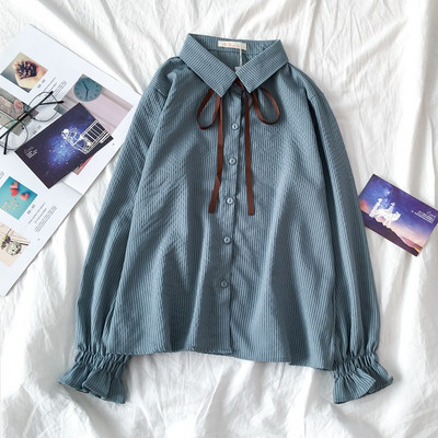 Új modell női ing klasszikus gallérral és lótusz ujjakkal