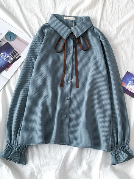 Új modell női ing klasszikus gallérral és lótusz ujjakkal