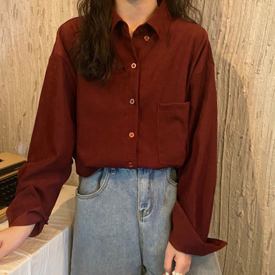 Alkalmi női ing-retro stílusú zsebbel