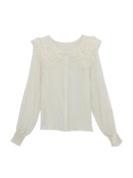 Naiste moodne nööpide ja spitsikaelusega särk