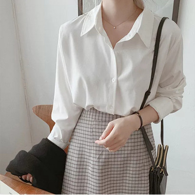 Γυναικείο πουκάμισο νέο μοντέλο - με μακριά μανίκια και κλασικό γιακά