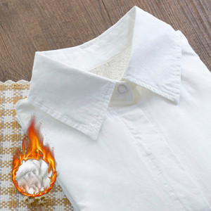 Γυναικείο πουκάμισο φθινοπώρου-χειμερινό με κλασικό γιακά σε λευκό χρώμα