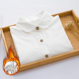 Γυναικείο πουκάμισο φθινοπώρου-χειμερινό με κλασικό γιακά σε λευκό χρώμα