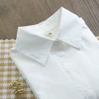 Γυναικείο πουκάμισο φθινοπώρου-χειμερινό με κλασικό γιακά σε λευκό χρώμα