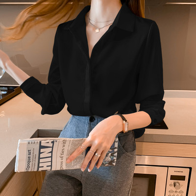 Modern női ing klasszikus gallérral - sifonból