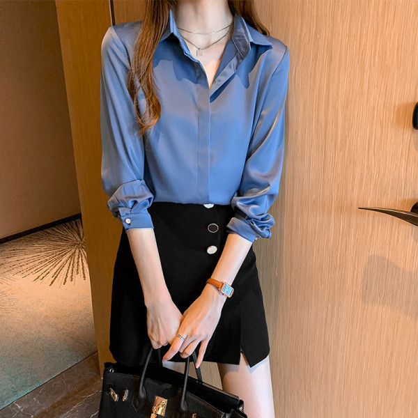 Modern női ing klasszikus gallérral - sifonból