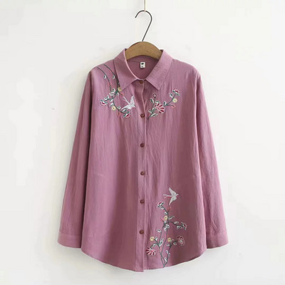 Új modell női ing hímzéssel és klasszikus gallérral