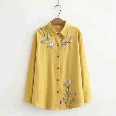 Új modell női ing hímzéssel és klasszikus gallérral