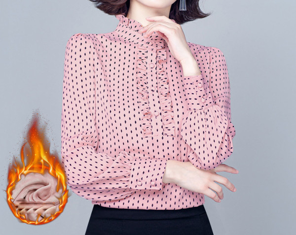 Új modell női ing, alacsony pöttyös gallérral