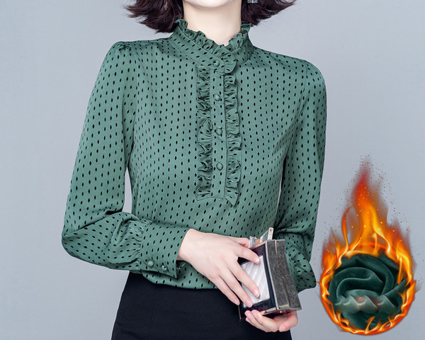 Új modell női ing, alacsony pöttyös gallérral