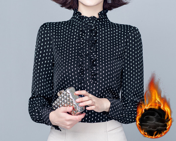 Új modell női ing, alacsony pöttyös gallérral