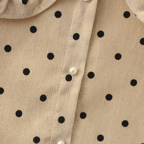 Női alkalmi ing pöttyökkel és gombokkal bézs és kék színben