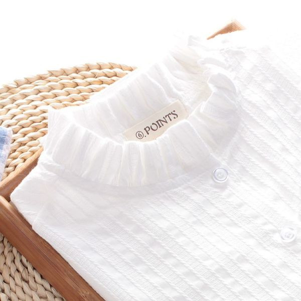 Naiste valge poolkõrge krae ja nööpidega särk