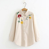 Stiilne tikandiga pikkade varrukatega naiste särk