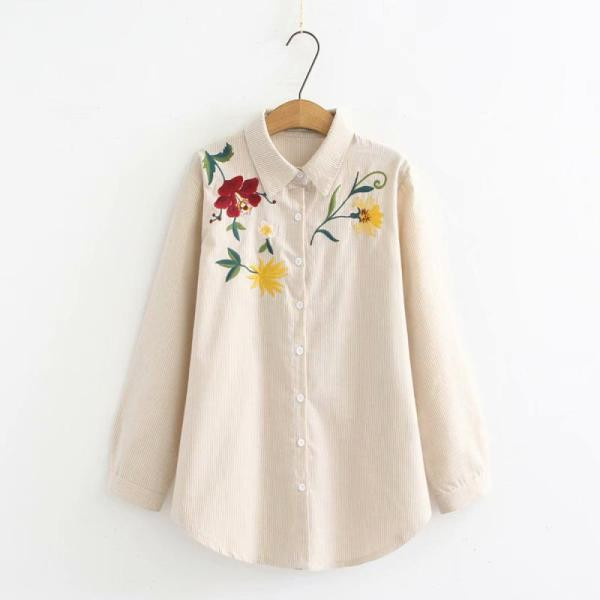 Stiilne tikandiga pikkade varrukatega naiste särk