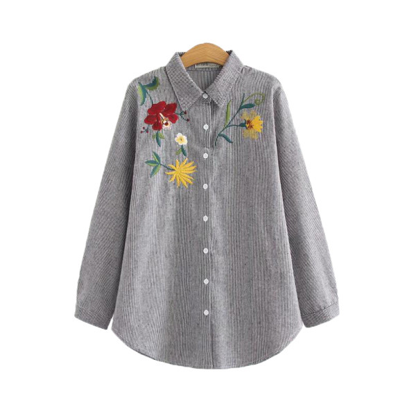 Stiilne tikandiga pikkade varrukatega naiste särk