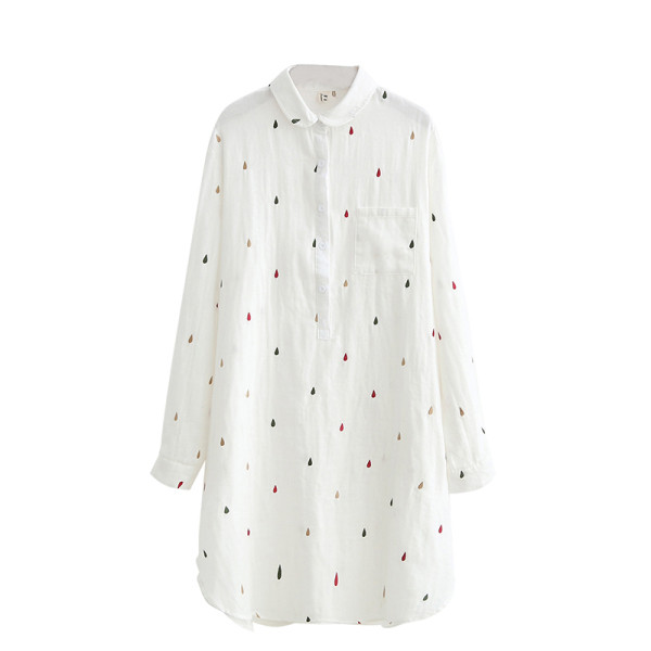 Hosszú női ing zsebbel és hímzéssel