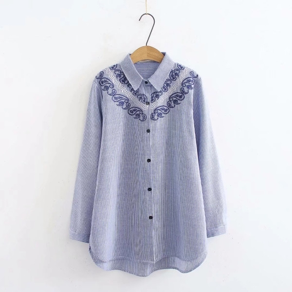 Új modell női ing hímzéssel és gombokkal