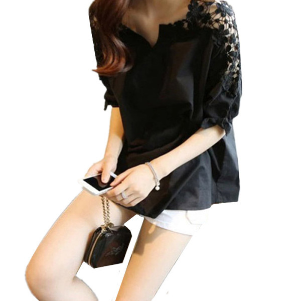 Laia mudeli naiste särk, õlgadel pits - suurus kuni 5XL