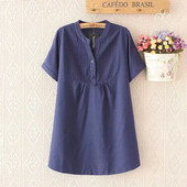 Női ing rövid ujjal és kerek nyakkivágással