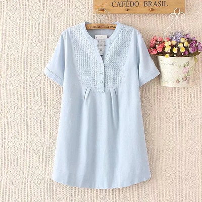 Női ing rövid ujjal és kerek nyakkivágással