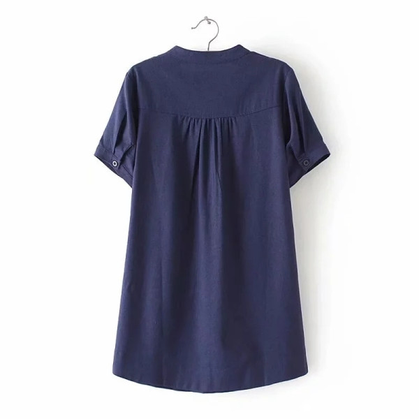 Női ing rövid ujjal és kerek nyakkivágással