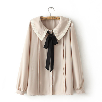 Női ing szalaggal és ovális nyakkivágással