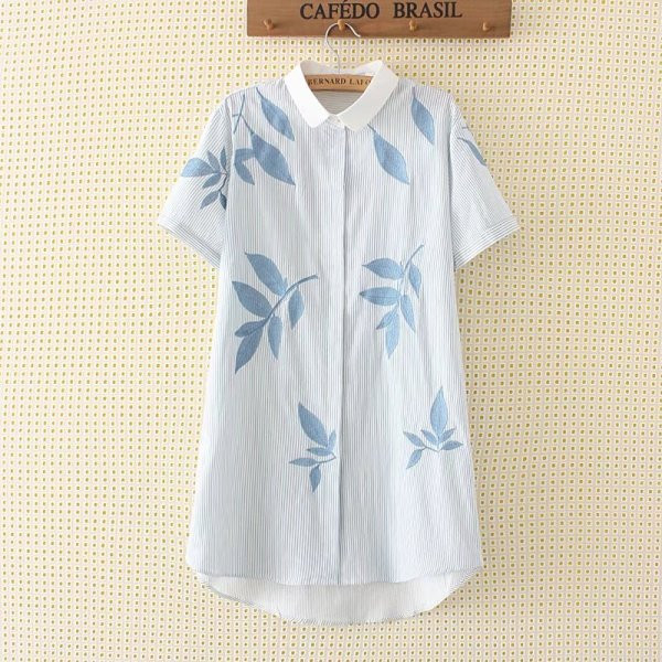 Ежедневна дамска риза с къси ръкави и копчета