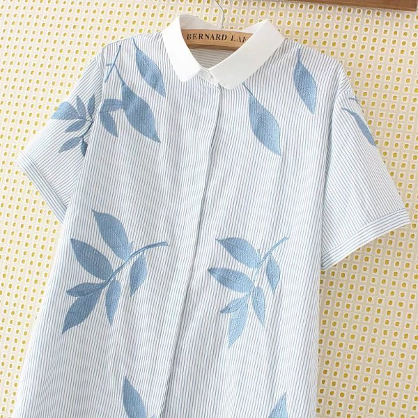 Ежедневна дамска риза с къси ръкави и копчета