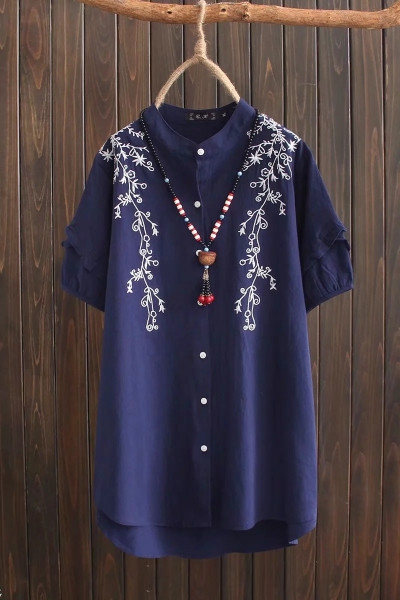 Uut mudelit ümara kaelusega ja tikandiga naiste särk