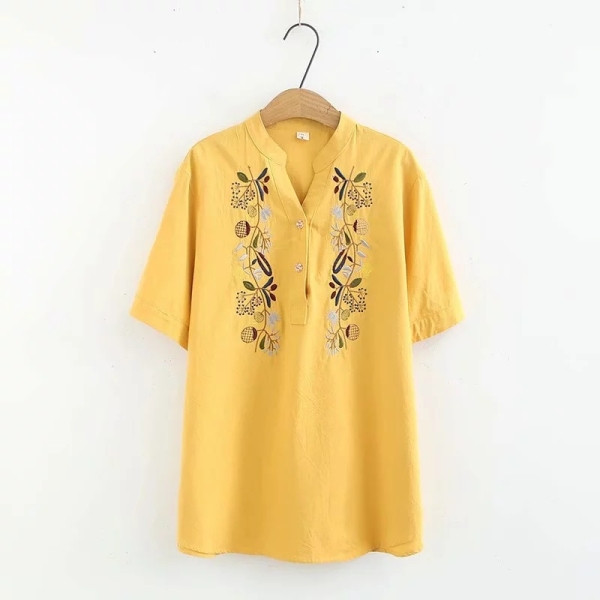 Női ing rövid ujjal és spitz nyakkivágással