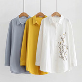 Női ing hímzéssel és klasszikus gallérral - három színben