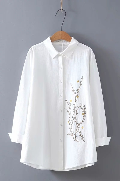 Női ing hímzéssel és klasszikus gallérral - három színben