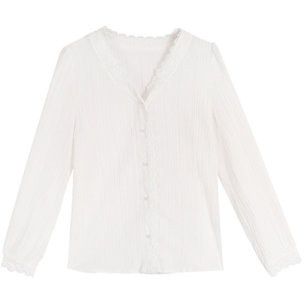 Modern női ing csipkével és spitz nyakkivágással