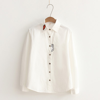 Új modell alkalmi női ing hímzéssel és klasszikus gallérral