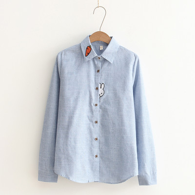 Új modell alkalmi női ing hímzéssel és klasszikus gallérral