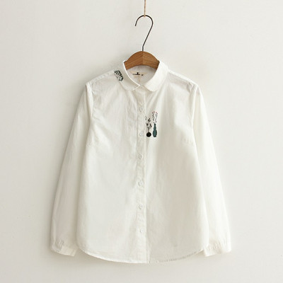 Új modell alkalmi női ing hímzéssel és klasszikus gallérral