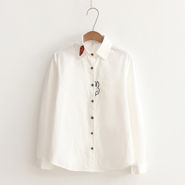 Új modell alkalmi női ing hímzéssel és klasszikus gallérral