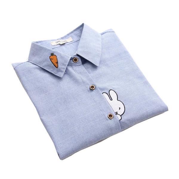 Új modell alkalmi női ing hímzéssel és klasszikus gallérral