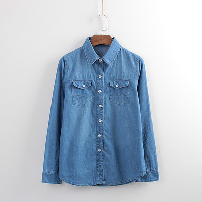 Naiste taskutega teksasärk