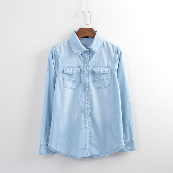 Naiste taskutega teksasärk