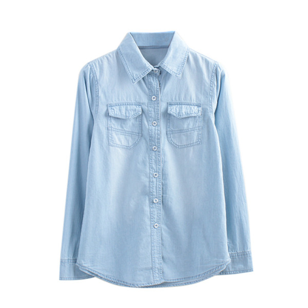 Naiste taskutega teksasärk