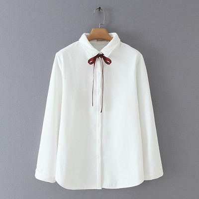 Γυναικείο πουκάμισο με κορδέλα και κλασικό κολάρο