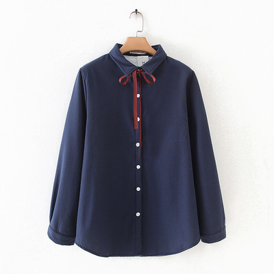 Γυναικείο πουκάμισο με κορδέλα και κλασικό κολάρο