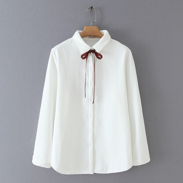 Γυναικείο πουκάμισο με κορδέλα και κλασικό κολάρο