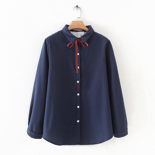 Γυναικείο πουκάμισο με κορδέλα και κλασικό κολάρο