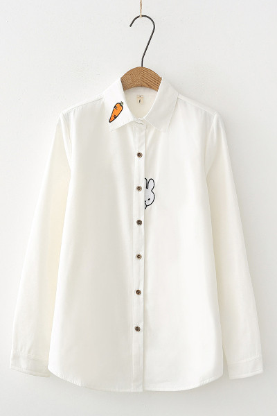 Őszi-téli ing - klasszikus gallérral, meleg béléssel és női hímzéssel